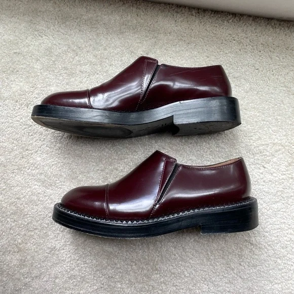Marni Shoes Marni Burgundy Leather Loafers Sz 365 Made In